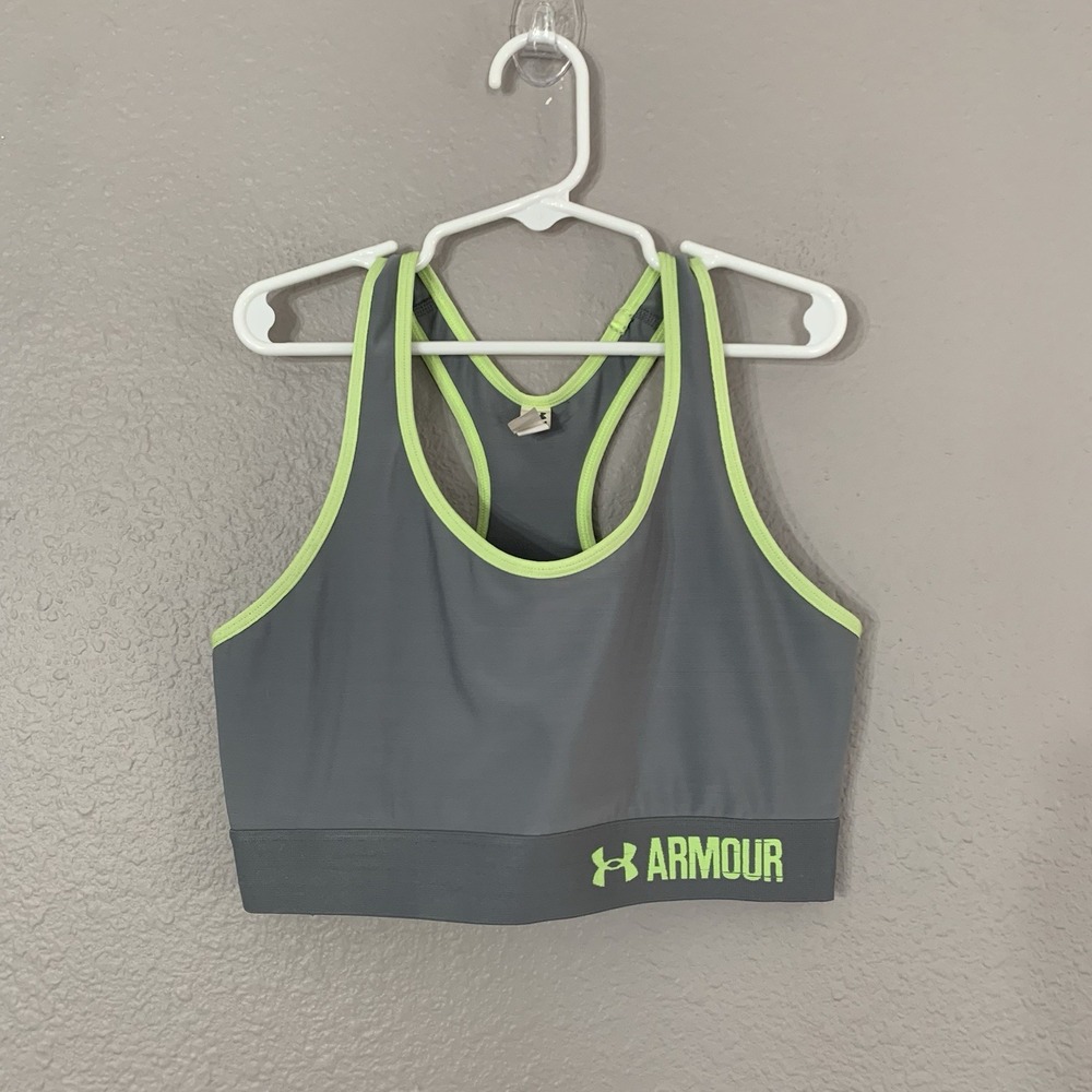 Under Armour Mid Crossback Women's Size M‎ Gray Green Compression Sports Bra